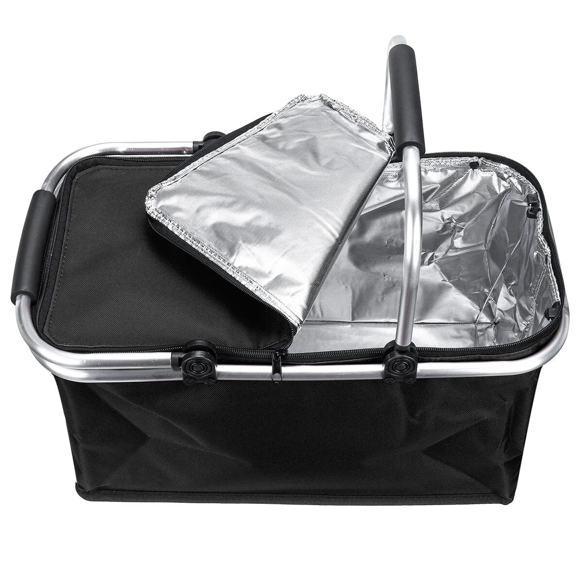 30L Upgraded Picnic Basket Insulated Cooler Storage Basket Folding Picnic Bag Picnic Basket Foldable Picnic Bag Outdoor Camping Panic Heat & Cool Insulation Oxford Cloth 18''11''9.4''