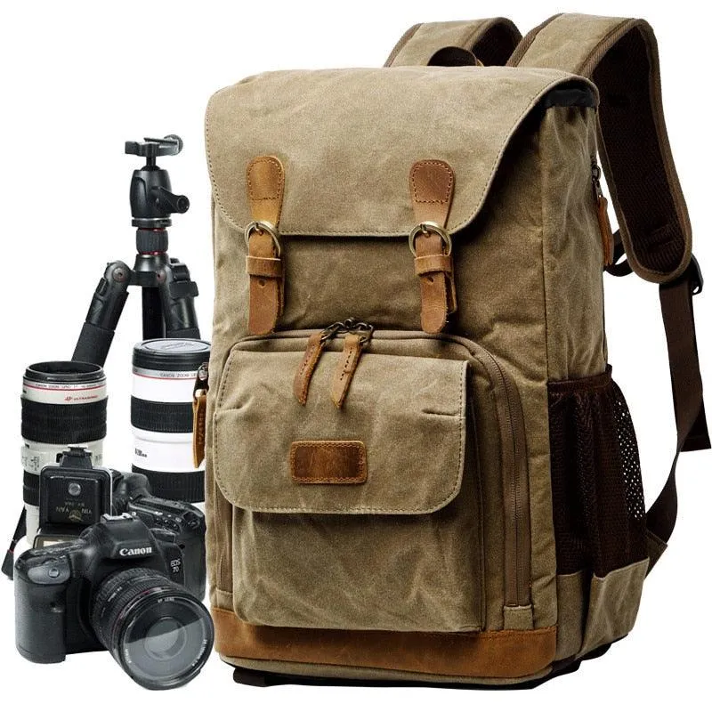 Batik Canvas Waterproof Trendy Vintage Leisure Photography Bag Outdoor Wear-resistant Large Backpack Men for Canon Nikon Sony