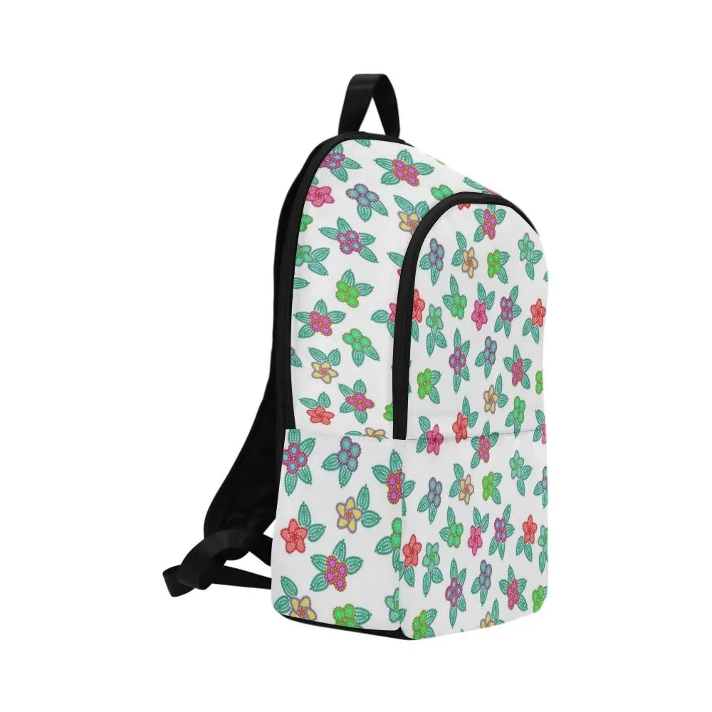 Berry Flowers White Fabric Backpack for Adult