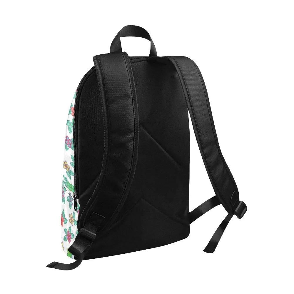 Berry Flowers White Fabric Backpack for Adult