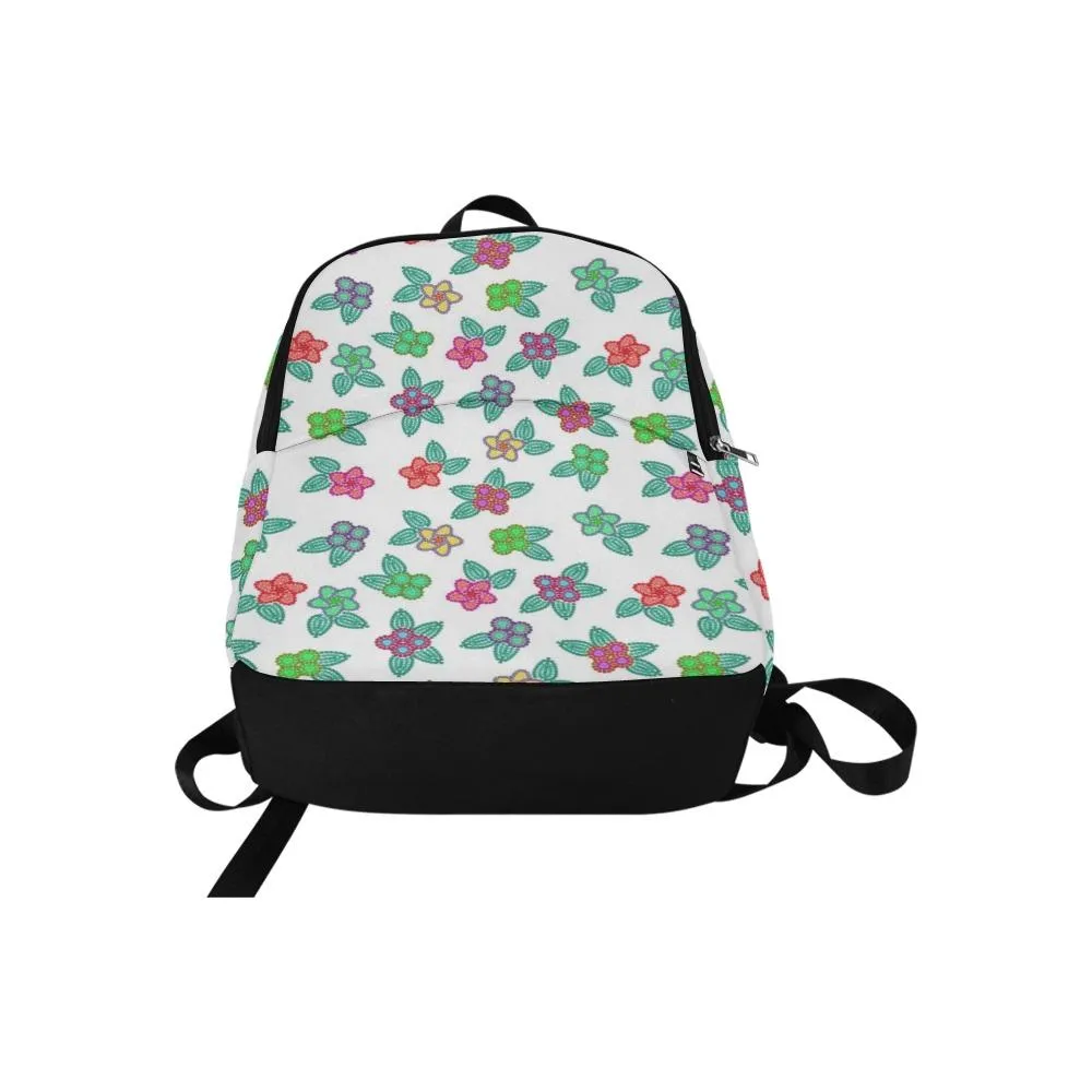 Berry Flowers White Fabric Backpack for Adult