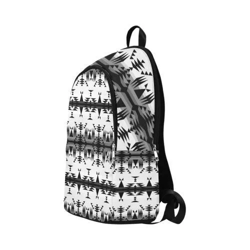 Between the Mountains White and Black Fabric Backpack for Adult