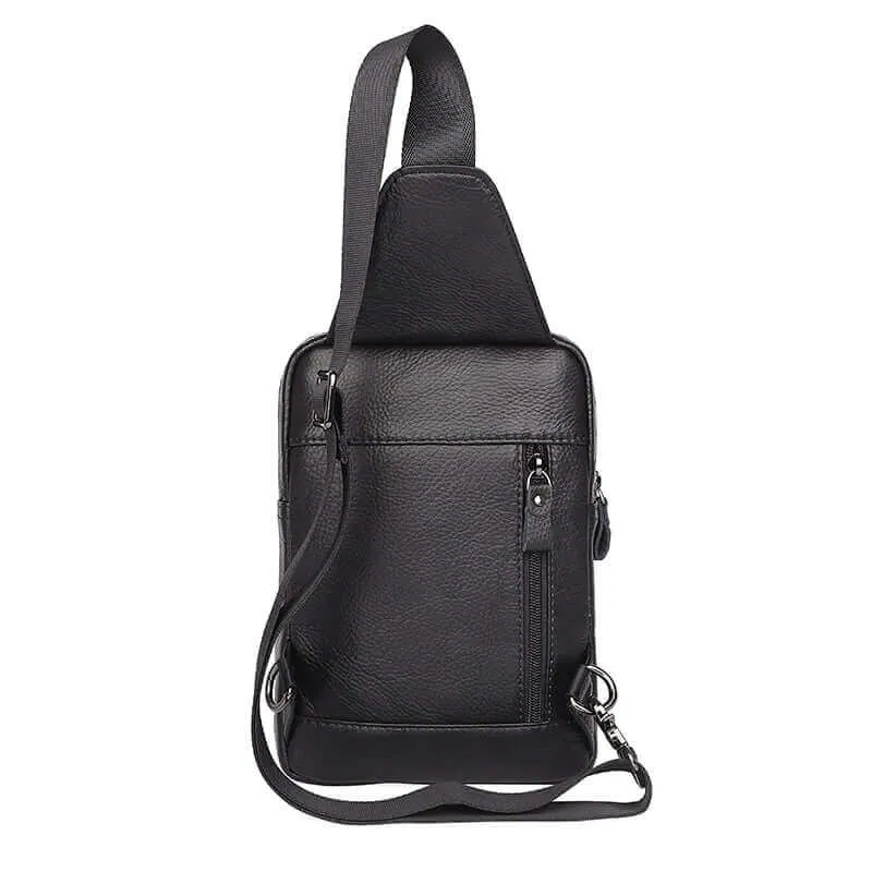 Black Leather Sling Bag for Men - Shoulder and Crossbody