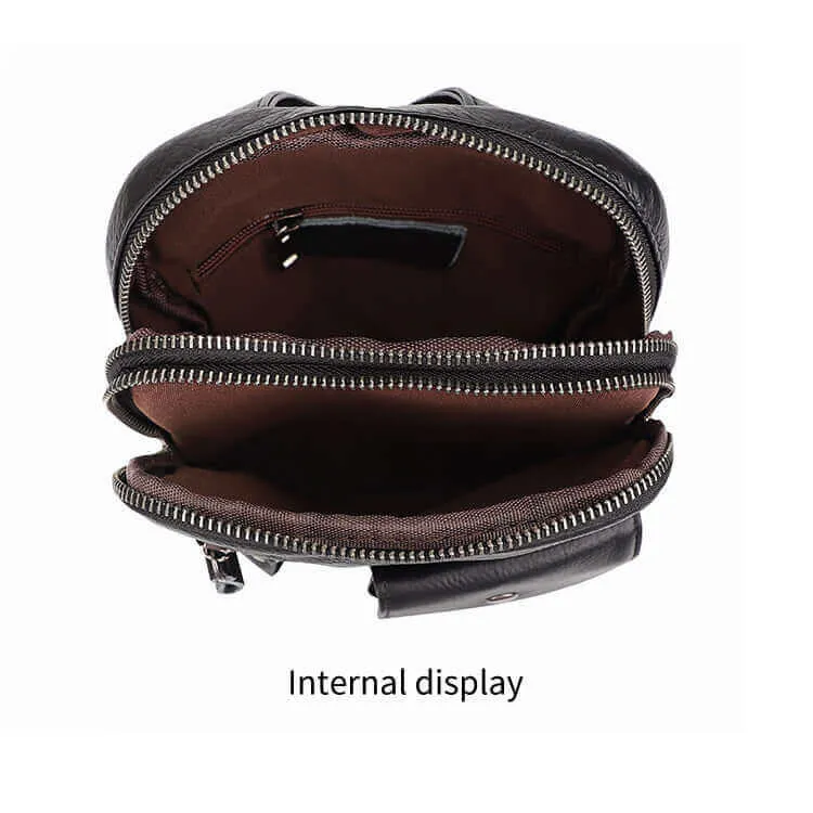 Black Leather Sling Bag for Men - Shoulder and Crossbody