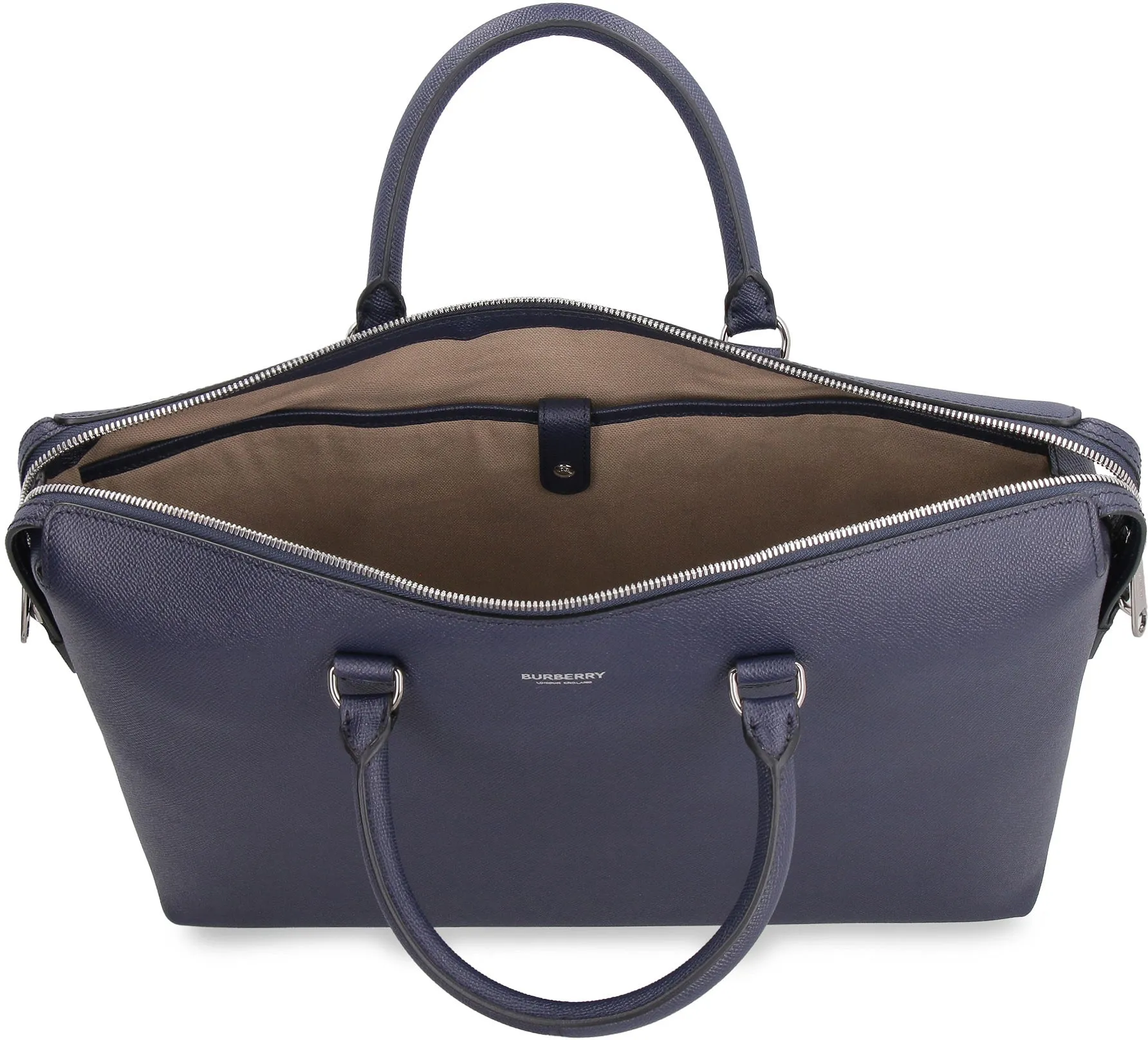 Burberry Logo Printed Zipped Briefcase