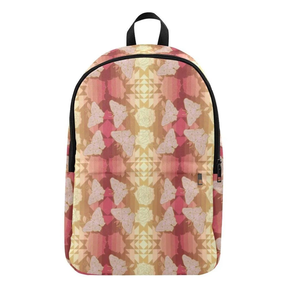 Butterfly and Roses on Geometric Fabric Backpack for Adult