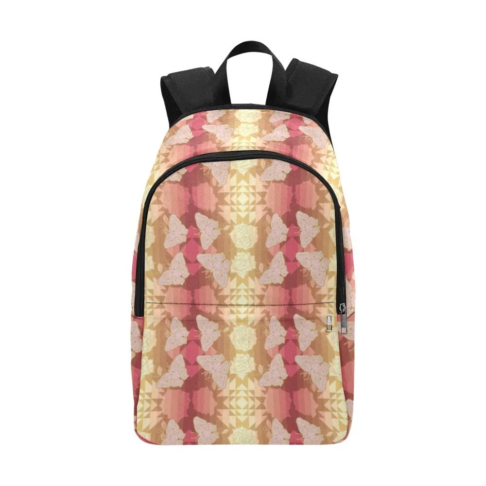 Butterfly and Roses on Geometric Fabric Backpack for Adult
