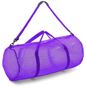 Champion Sports Mesh Duffle Bag with Zipper and Adjustable Shoulder Strap,15” x 36”,Purple-Multipurpose,Oversized Gym Bag for Equipment,Sports Gear,Laundry-Breathable Mesh Scuba and Travel Bag