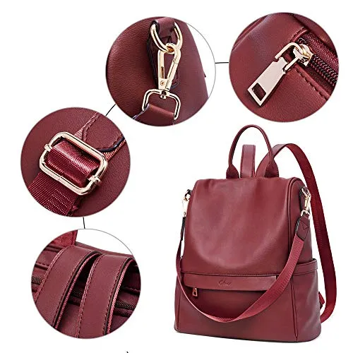 CLUCI Women Backpack Purse Fashion Leather Large Travel Bag Ladies Shoulder Bags Wine Red
