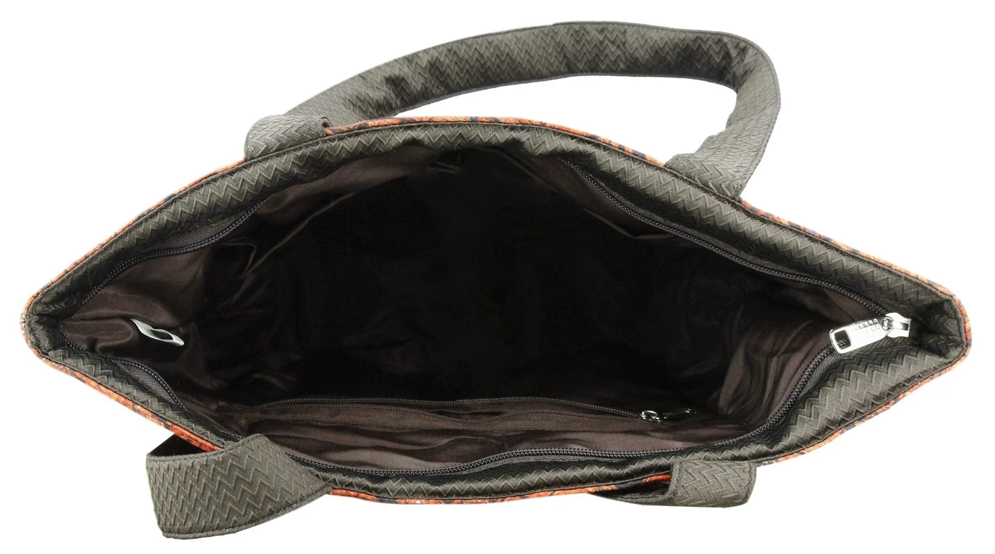 Digitally printed Brocade fashion bag 15 x 16 inch Faux Silk Dupion,CHOCLATE,Totes Shopping bag
