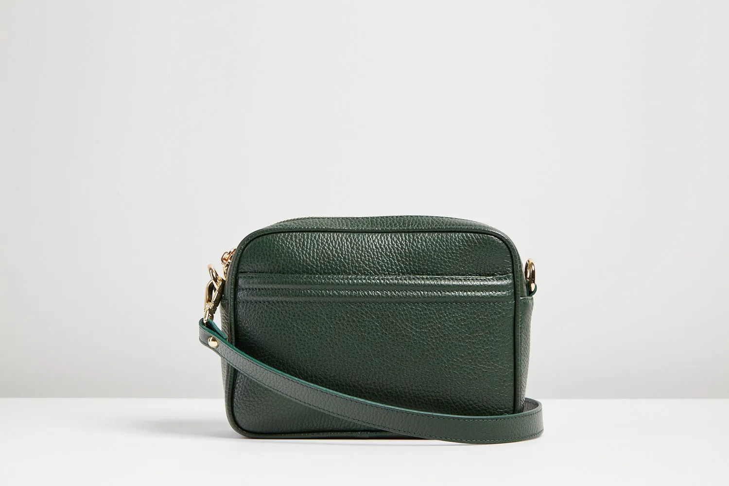 flo&sue green pebbled leather crossbody bag