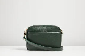 flo&sue green pebbled leather crossbody bag