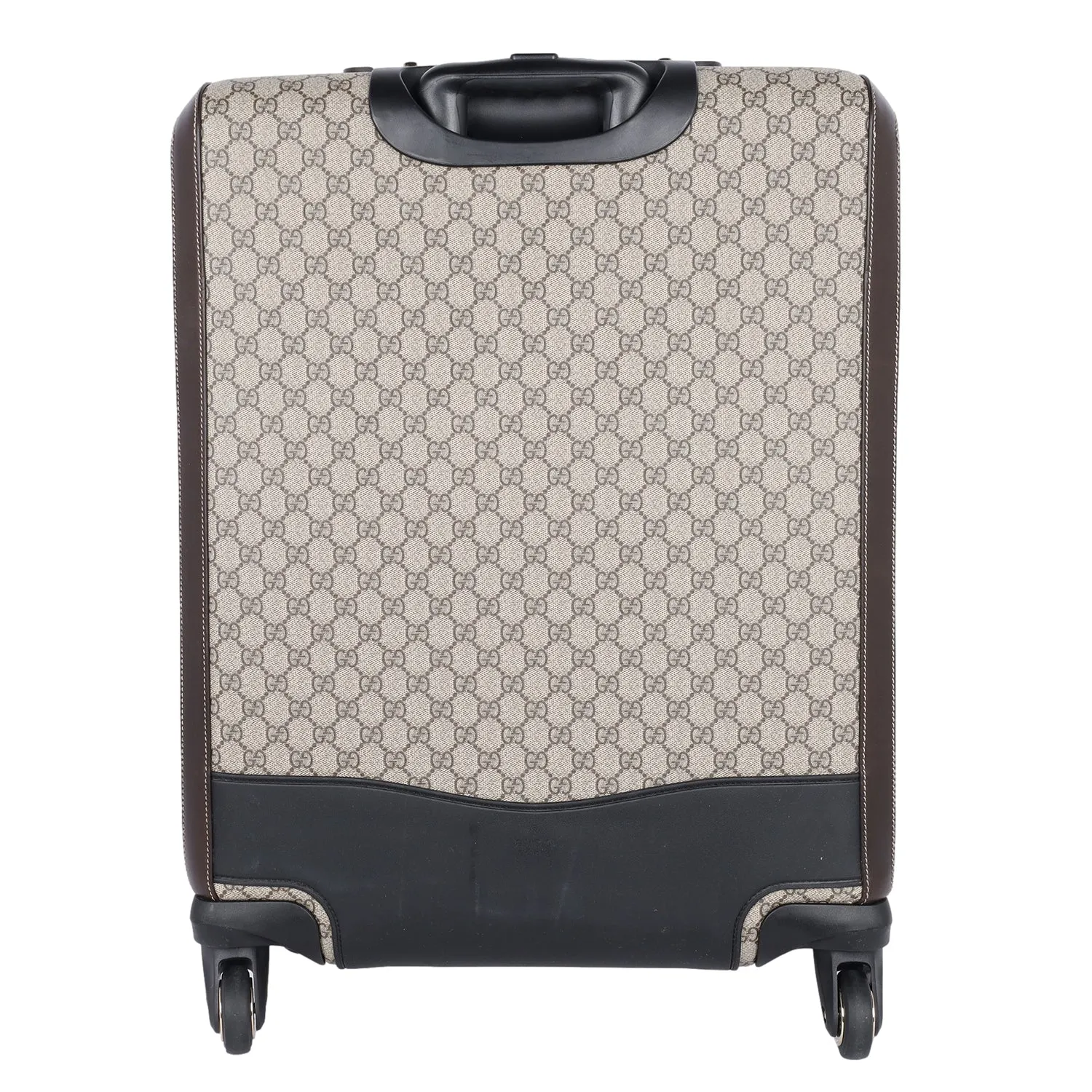 GG Supreme Monogram Selleria Calfskin Four Wheel Suitcase Beige Ebony Cocoa (Authentic Pre-Owned)