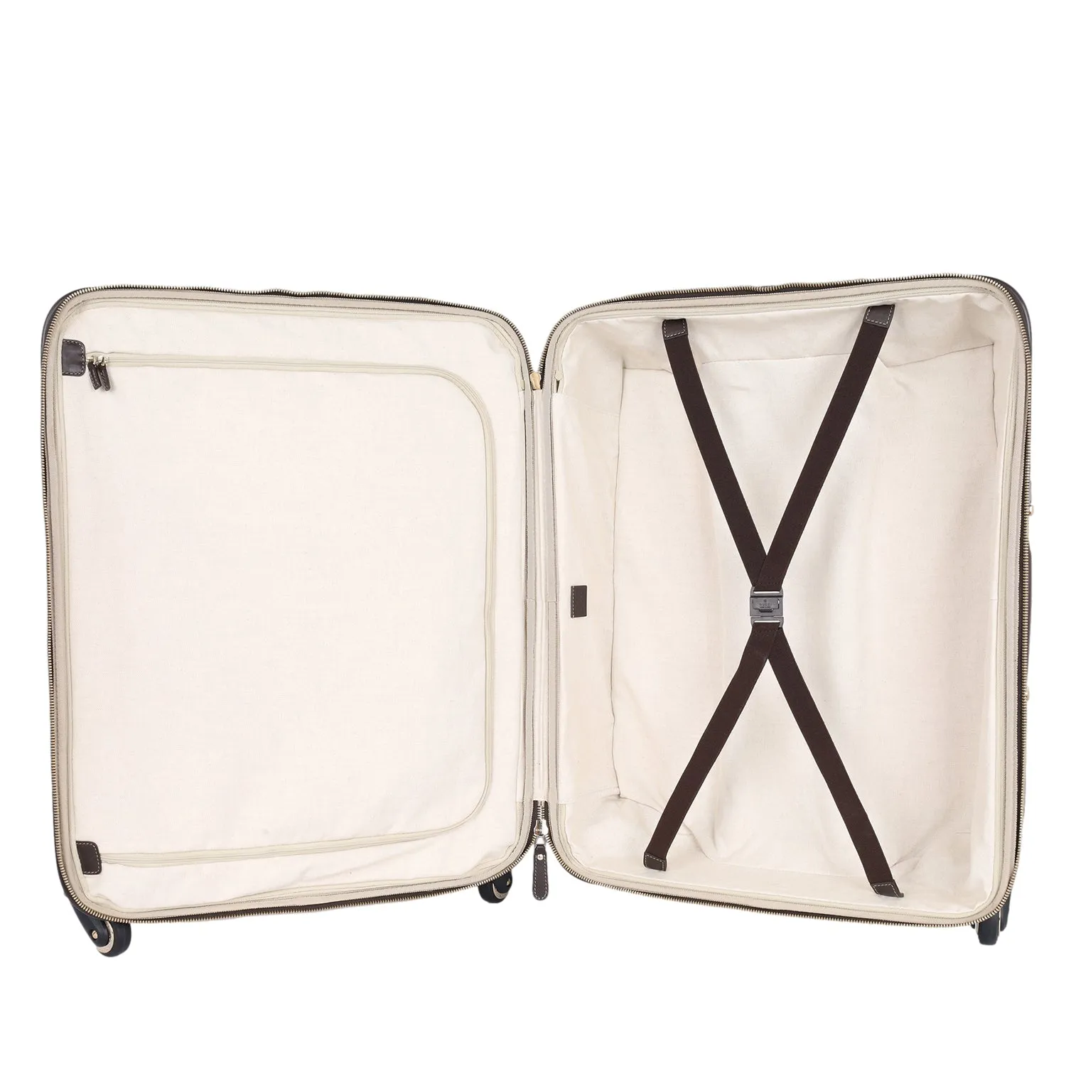 GG Supreme Monogram Selleria Calfskin Four Wheel Suitcase Beige Ebony Cocoa (Authentic Pre-Owned)