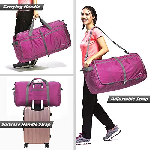 Gonex 100L Foldable Travel Duffel Bag for Luggage Gym Sports, Lightweight Travel Bag with Big Capacity, Water Repellent Rose Red