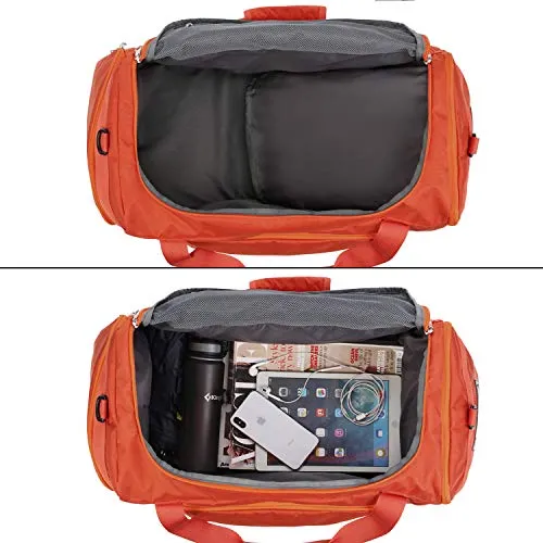 Gonex 60L Travel Duffle Bag, Weekender Overnight Duffel Bag with Shoe Compartment Orange
