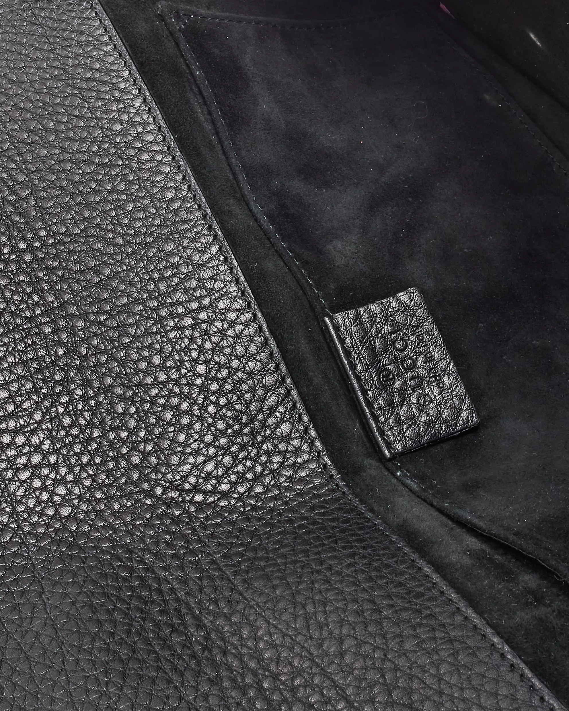 Gucci Black Pebbled Calfskin Leather 1973 Logo Clutch