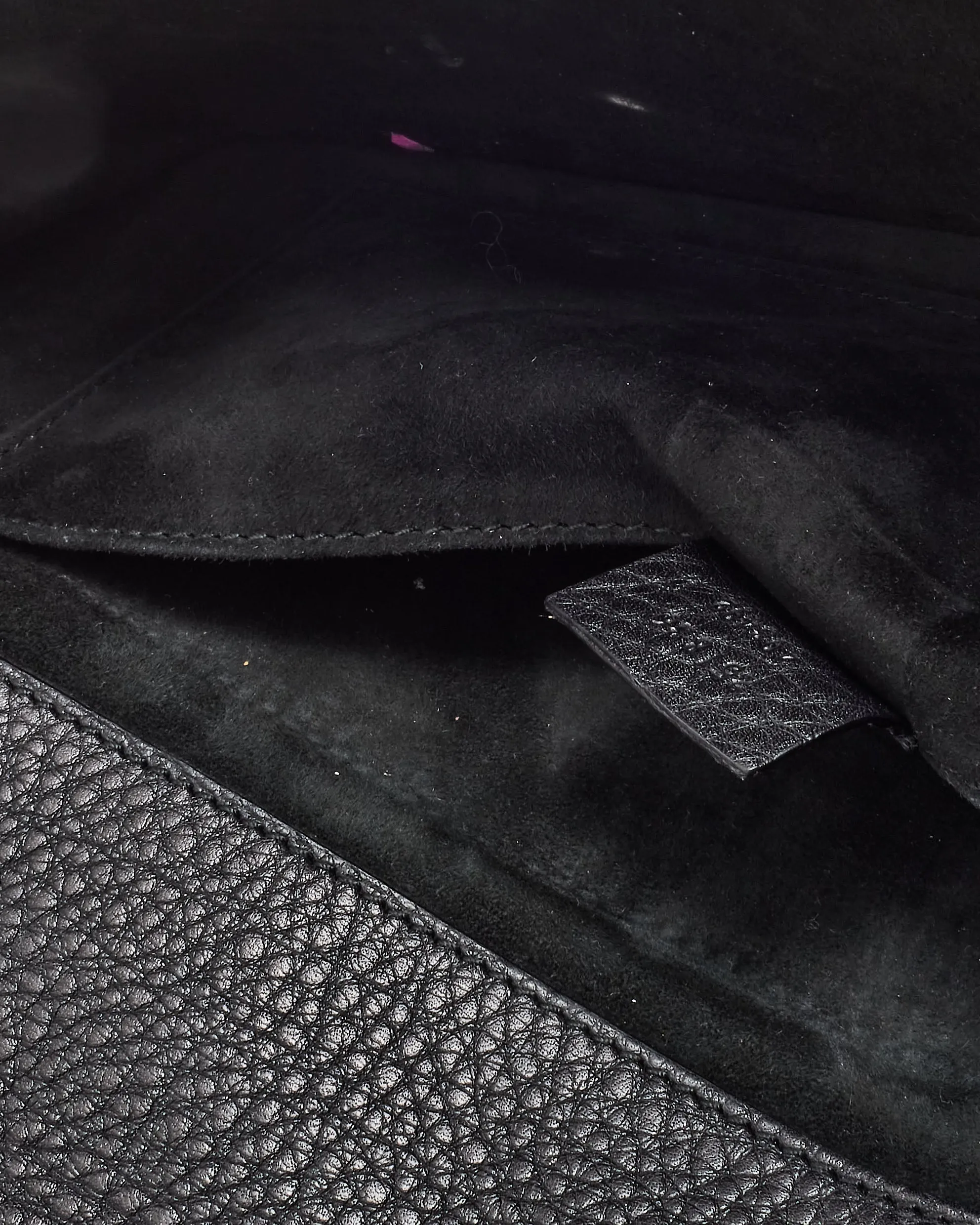 Gucci Black Pebbled Calfskin Leather 1973 Logo Clutch