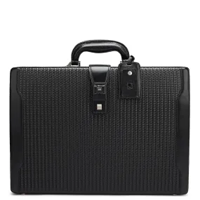 Mat Emboss Leather Briefcase - Black