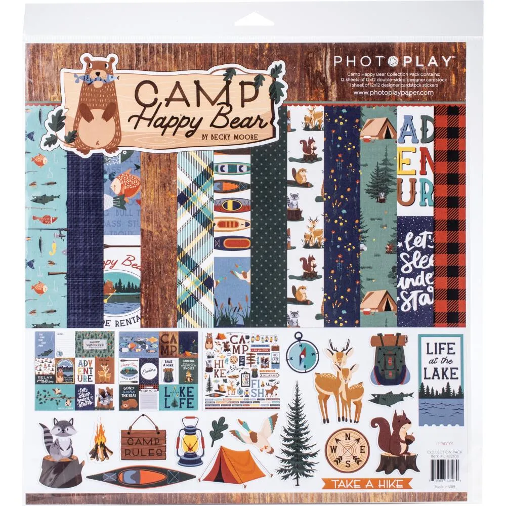PhotoPlay Collection Pack 12in x 12in Happy Camper Bear*