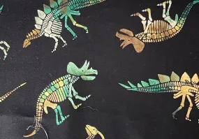 Pine Green Friendly Dinosaur Skeleton Quilting Cotton
