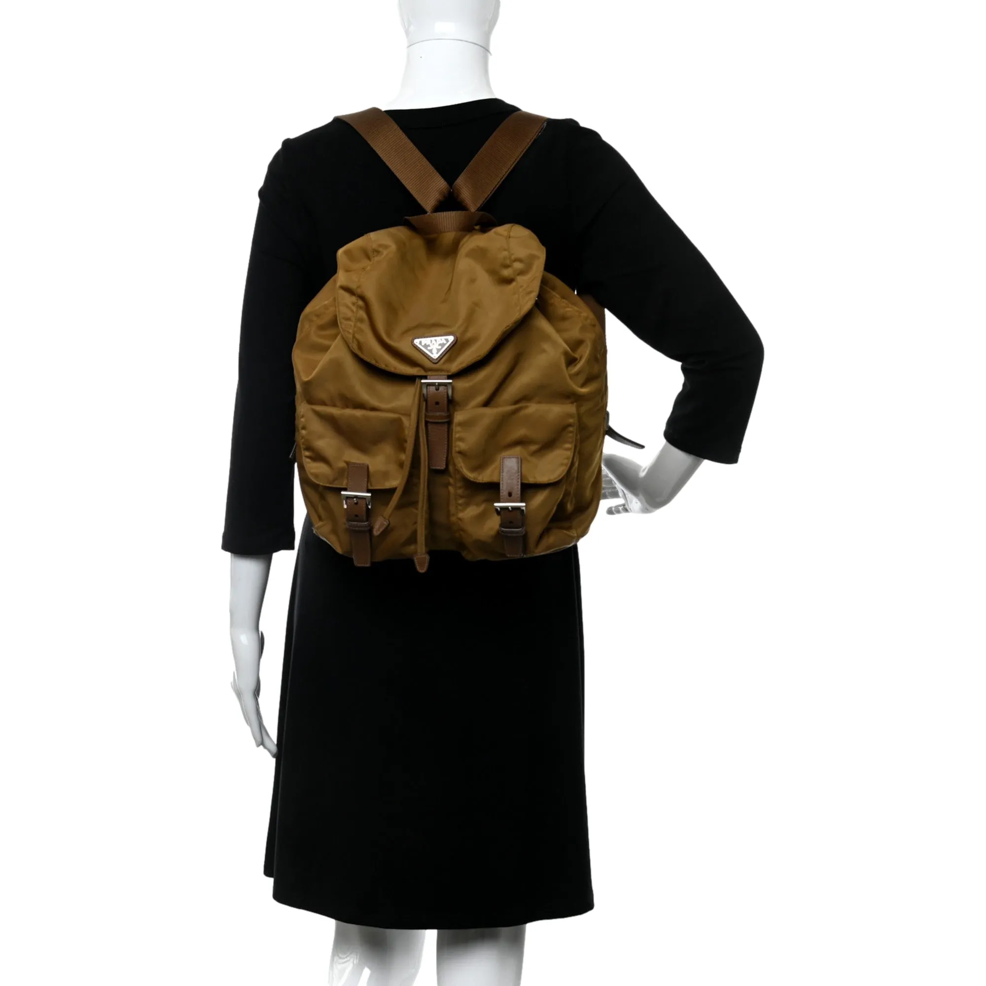 Prada Re-Nylon Tessuto Saffiano Medium Backpack Tobacco Brown