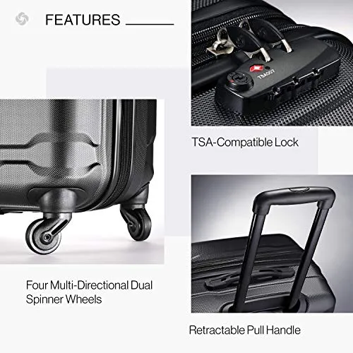 Samsonite Omni PC Hardside Expandable Luggage with Spinner Wheels, Black