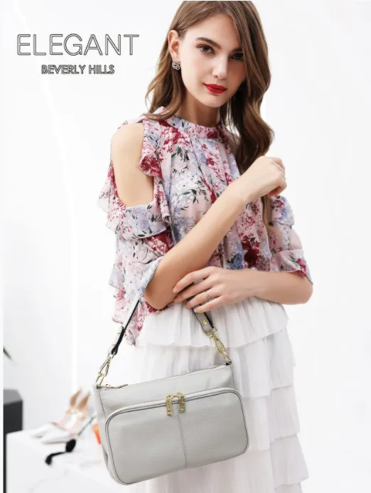 Serenade Kayla Elegant Leather Handbag Pebble