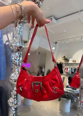 Smooth Buckle Shoulder Bag ★ Red