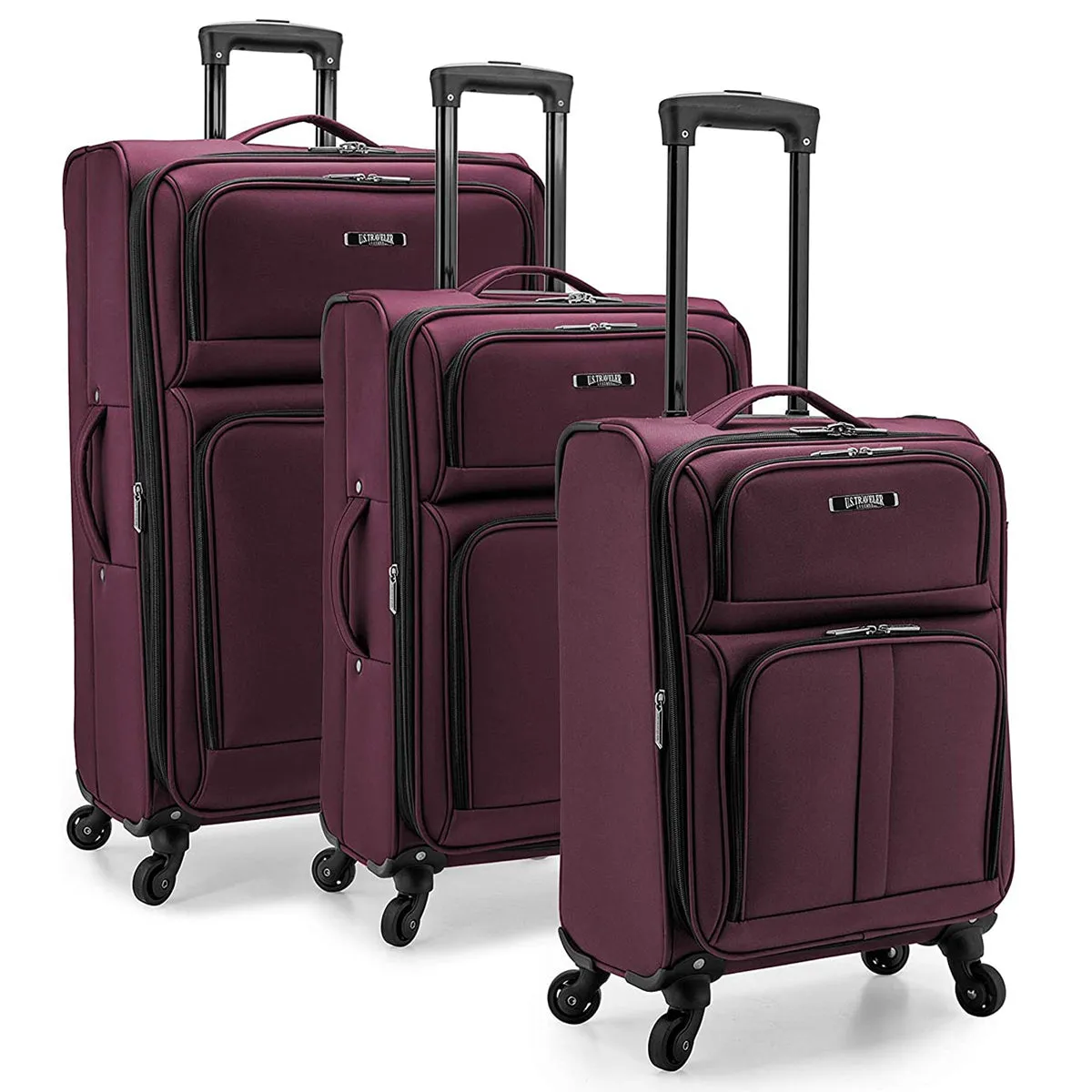 U.S. Traveler Anzio Softside Expandable Spinner Luggage, 3 Piece Set