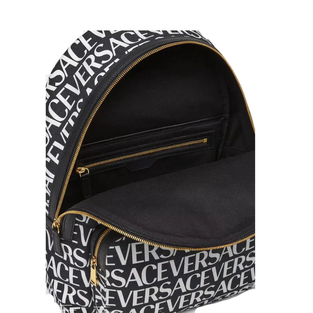 Versace Men's Allover Logo Canvas Backpack