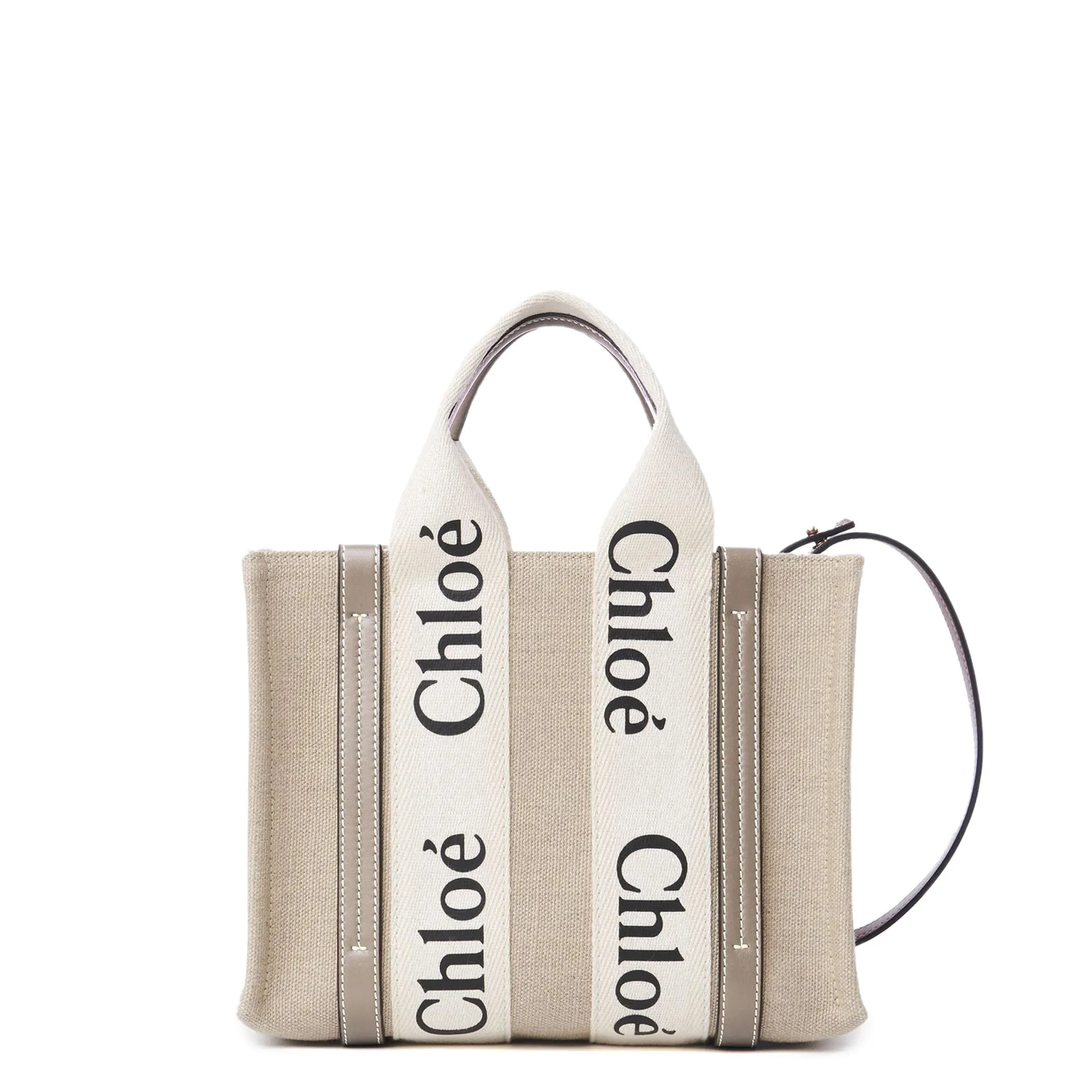 Woody Tote Small Strap Linen, Musk Grey